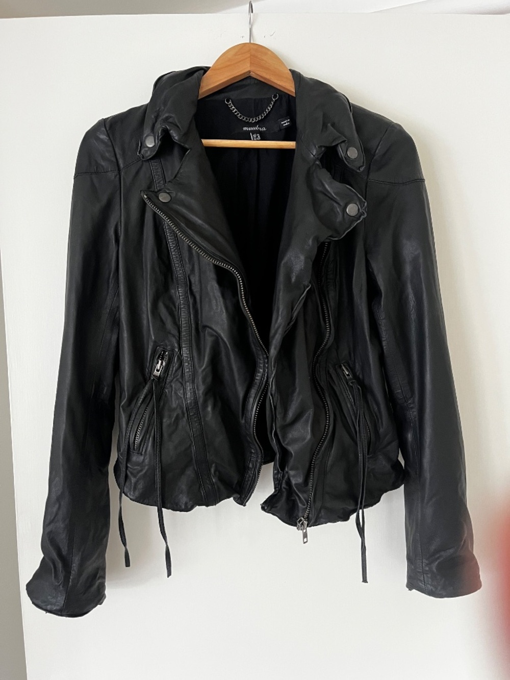Muubaa Meggie Black Leather Biker Jacket